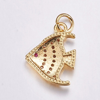 Brass Micro Pave Cubic Zirconia Pendants ZIRC-G125-77G-1