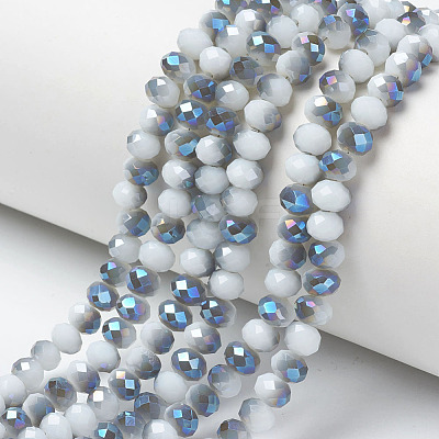 Electroplate Opaque Solid Color Glass Beads Strands EGLA-A034-P8mm-I10-1