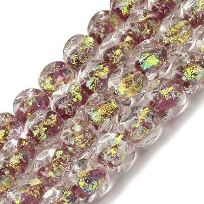 Handmade Foil Lampwork Beads Strands FOIL-C002-01I-1
