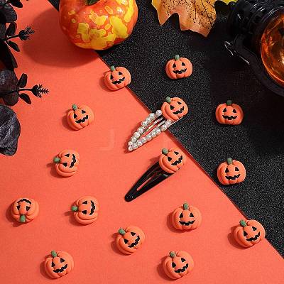 50Pcs Pumpkin Opaque Resin Cabochons RESI-SC0003-34-1
