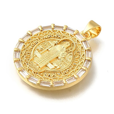 Rack Plating Brass with Cubic Zirconia Pendants KK-Z086-33G-13-1