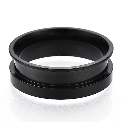 201 Stainless Steel Grooved Finger Ring Settings STAS-TAC0007-04B-1