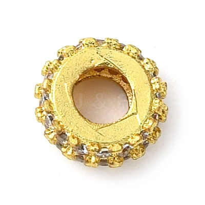 Rack Plating Brass Clear Cubic Zirconia European Beads KK-G501-06B-G-1