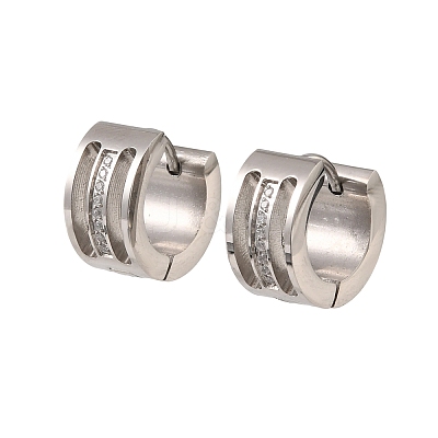 304 Stainless Steel Cubic Zirconia Hoop Earrings for Women SA-CBAF36C-02A-P-1