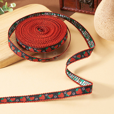 10Yards Polyester Strawberry Ribbon OCOR-TA0003-62C-1