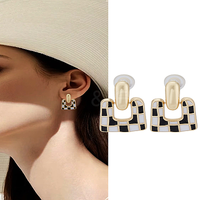 1 Pair Alloy Enamel Dangle Stud Earrings EJEW-LP0001-77B-1