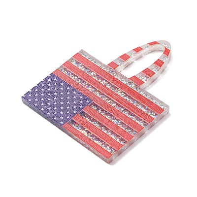 Independence Day Printed Transparent Acrylic Pendants OACR-B055-02B-1