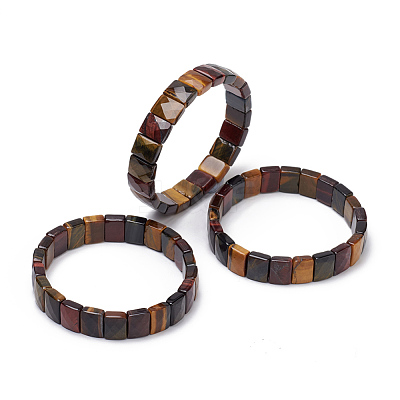 Natural Tiger Eye Gemstone Stretch Bracelets BJEW-F406-B01-1