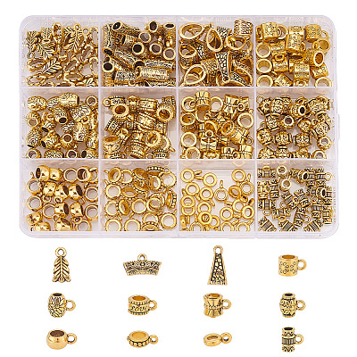 240Pcs 12 Styles Tibetan Style Alloy Tube Bails TIBE-AR0001-09-1