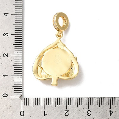 Rack Plating Brass Micro Pave Clear Cubic Zirconia European Dangle Charms KK--G504-22G-02-1