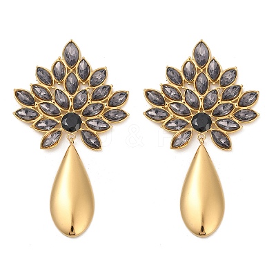 304 Stainless Steel Glass Stud Earrings for Women EJEW-M095-11G-02-1
