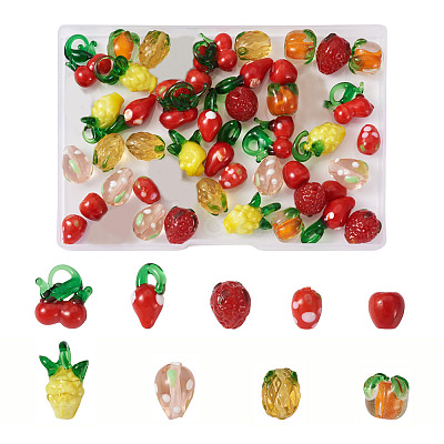 54pcs 9 style Handmade Lampwork Beads LAMP-PJ0001-01-1