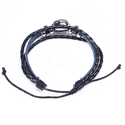 12 Constellation Leather Cord Bracelets BJEW-P240-E05-1