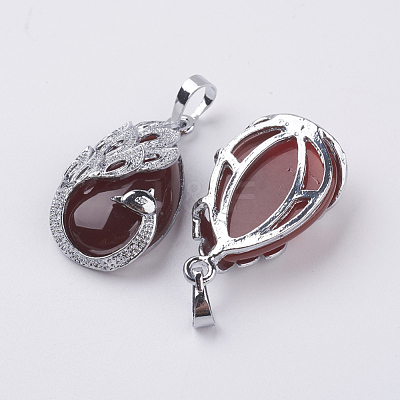 Natural Carnelian Pendants X-G-E442-04O-1