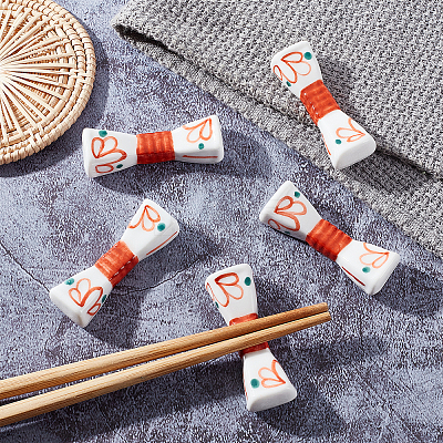 5Pcs Porcelain Chopsticks Stand DJEW-CA0001-21-1