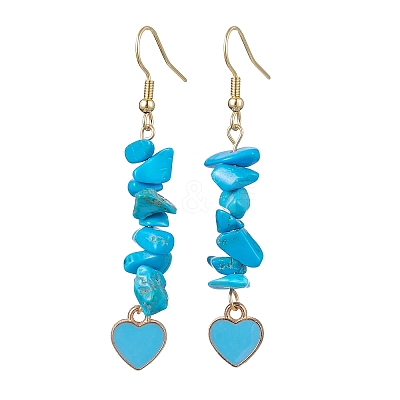 Natural & Synthetic Mixed Gemstone Chips Dangle Earrings EJEW-JE05645-1