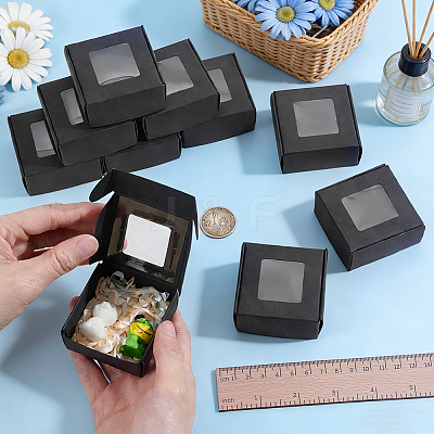 30Pcs Foldable Square Paper Storage Gift Boxes with Visible Window CON-PH0003-62C-1