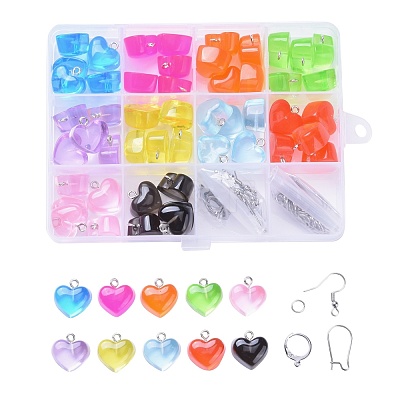 DIY 30Pairs Heart Resin Earrings Kits DIY-LS0001-03-1