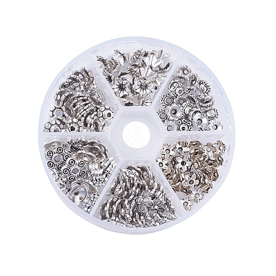 1Box Mixed Style Tibetan Style Alloy Bead Caps TIBE-X0018-01-1