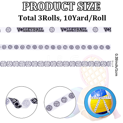 3 Rolls 3 Styles Volleyball Theme Polyester Grosgrain Ribbons OCOR-CP0001-23-1