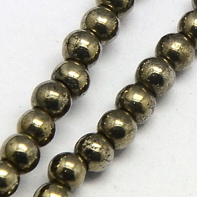 Natural Pyrite Beads Strands G-L031-3mm-01-1