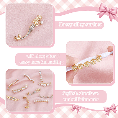 20Pcs 10 Styles Alloy & Crystal Rhinestone & Plastic Pearl Shoe Buckle Clips FIND-PH0024-68G-1