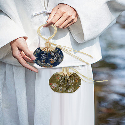 3Pcs 3 Colors Valentine's Day Flower Embroidery Silk & Satin Drawstring Sachet Bags with Tassel AJEW-LP0012-28C-1