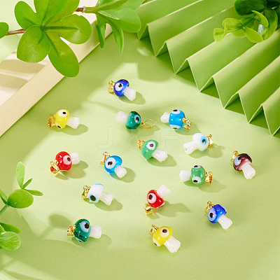 16Pcs 8 Colors Handmade Lampwork Pendants LAMP-TA0001-78-1