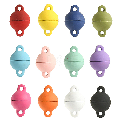12 Sets 12 Colors Spray Painted Alloy Magnetic Clasps PALLOY-CJ0002-30-1
