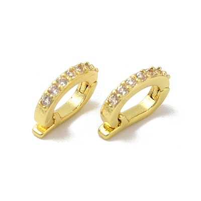Brass Micro Pave Cubic Zirconia Fold Over Clasps KK-H487-10G-1