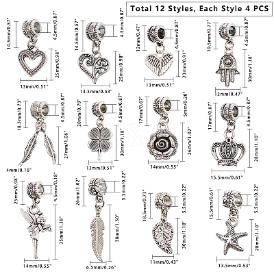Tibetan Style Alloy European Dangle Charms PALLOY-PH0013-35AS-1