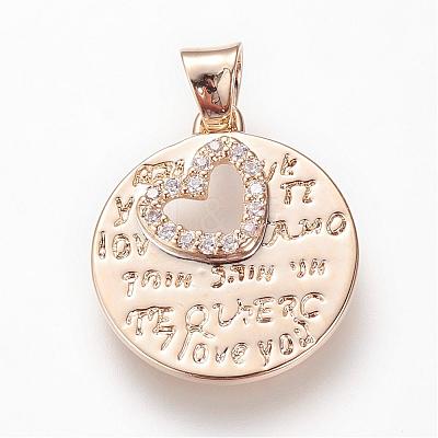 Brass Micro Pave Cubic Zirconia Pendants ZIRC-R015-56G-1