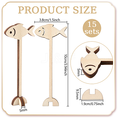 15Pcs Wood Menu Selection Sign AJEW-FG0005-87E-1