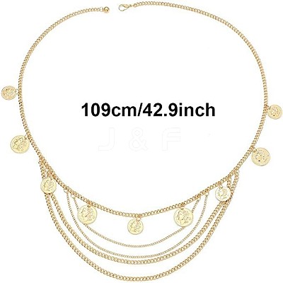 Alloy Coin Multi-Layered Chain Waist Body Chains for Women FS-WG18420-01-1