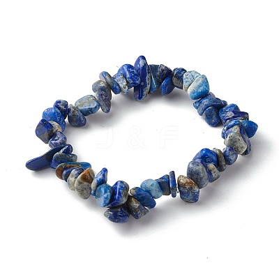 Natural Lapis Lazuli Chip Bead Stretch Bracelets for Children BJEW-JB06388-04-1