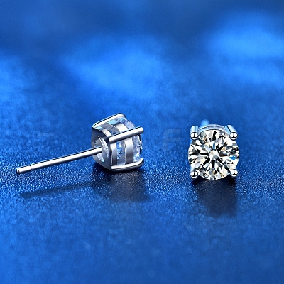 Anti-Tarnish 925 Sterling Silver with Moissanite Rhinestone Earrings AJEW-U007-05P-1