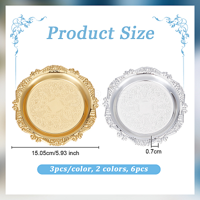 6Pcs 2 Colors Round Iron Jewelry Plates DJEW-OC0001-53-1