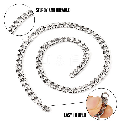 Stainless Steel Curb Chain Necklaces for Men Women NJEW-TAC0001-018-1