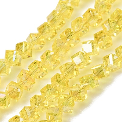 Electroplate Transparent Glass Beads Strands GL-CBA7A17-01A-13-1