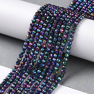 Electroplate Glass Beads Strands GLAA-H021-01B-FP11-1