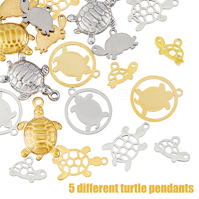 20Pcs 10 Style 201 & 304 Stainless Steel Pendants STAS-HY0001-15-1