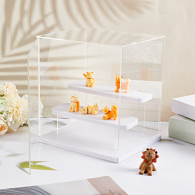 3-Tier Assembled Trasparent Plastic Toys Action Figures Display Riser Boxs ODIS-WH0029-75-1