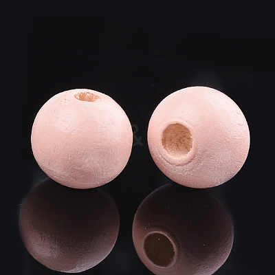 Painted Natural Wood Beads WOOD-S049-05J-1