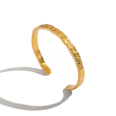 5.7MM 304 Stainless Steel Wave Textured Open Cuff Bangles for Women OV6378-1