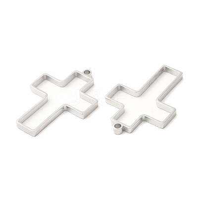 Non-Tarnish 304 Stainless Steel Open Back Bezel Cross Pendants STAS-Z040-08P-1