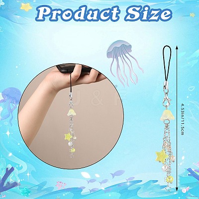 Glass & Acrylic Mobile Straps HJEW-SW00079-01-1