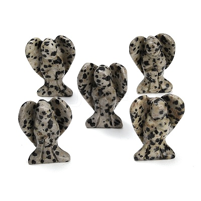 Natural Dalmatian Jasper Gemstone Carved Angle Figurines GG-CBA8396-A02-1