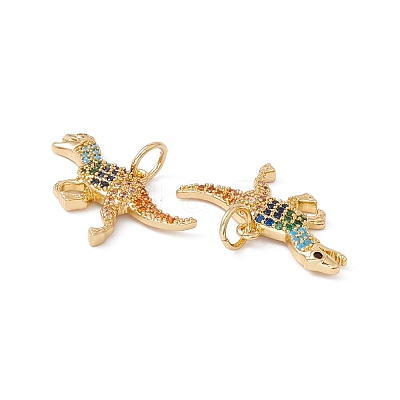 Rack Plating Brass Micro Pave Colorful Cubic Zirconia Pendants ZIRC-C040-48E-G-1