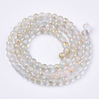 Frosted Spray Painted Glass Beads Strands X-GLAA-N035-03A-C07-1