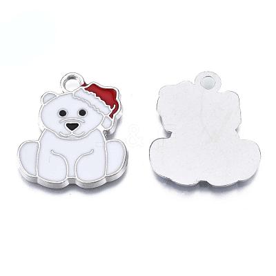 Bear Alloy Enamel Pendants X-ENAM-R041-33-1